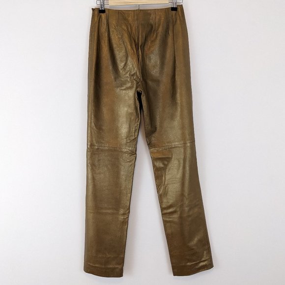 Champaign Gold 100% Lamb Leather Pants - Picture 3 of 13